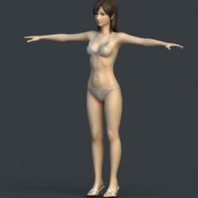 Modelo 3D de garota asiática gostosa de biquíni
