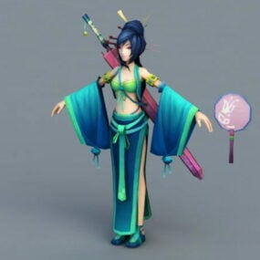Mujer tradicional china modelo 3d