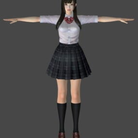 Model 3d Gadis Sekolah Jepang