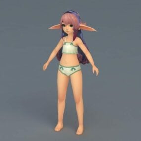 Model 3D uroczej dziewczyny elfa