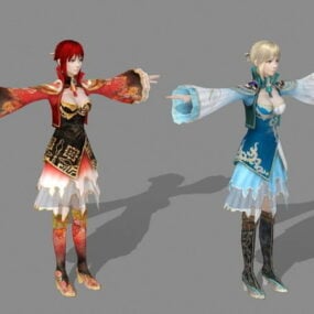 Medieval Chinese Girls 3d model