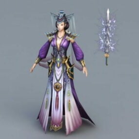 Muinainen kiinalainen Swordswoman 3d-malli