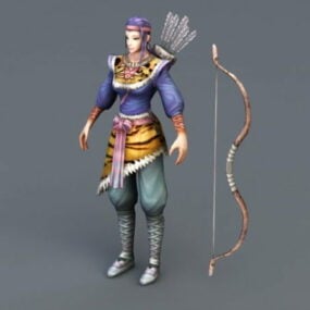 Female Medieval Archer Hunter 3d model