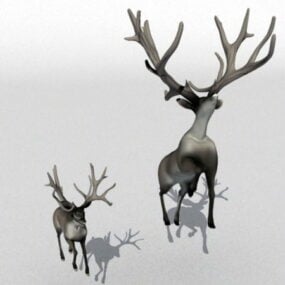 母鹿と子鹿3Dモデル