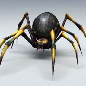 Modelo 3d de aranha preta e amarela