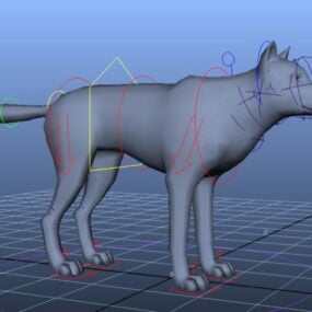 Волк Rigged модель 3d