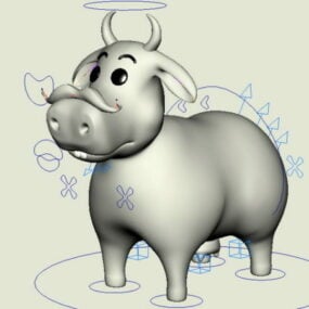 Funny Cow Cartoon Rig 3D-malli
