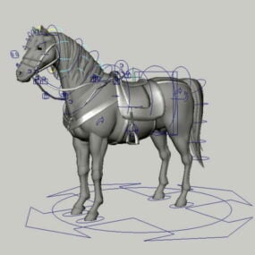 Hevonen satulatelineen 3d-malli