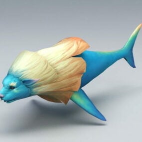 3D model ryby se lví hlavou