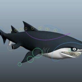 Scary Cartoon Shark Rig 3D-malli