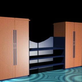 وحدات حائط مكتبية مع رفوف نموذج ثلاثي الأبعاد