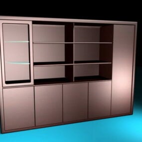 3д модель книжного шкафа с дверцами