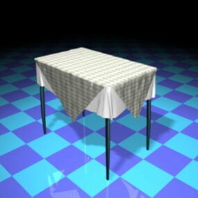 Dining Room Table With Tablecloth 3d model
