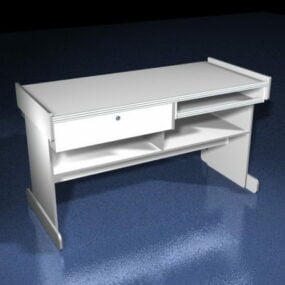 白色电脑桌3d模型