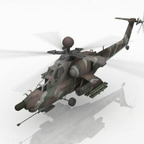 Animovaný 3D model útočného vrtulníku