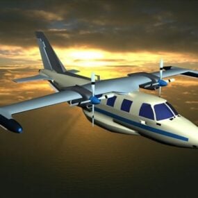 3д модель двухмоторного высококрылого самолета