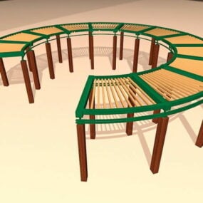 Mô hình 3d Pergola tròn bằng gỗ