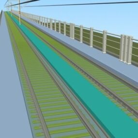 Double Track Railway Bridge 3d model