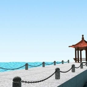 Pier With Gazebo 3d-modell