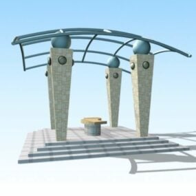 Estructura de pérgola para patio exterior modelo 3d