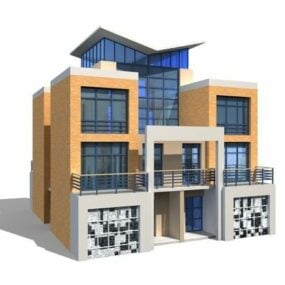 Modernes Stadthaus mit Garage 3D-Modell
