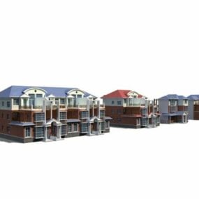 Olika hustypsbyggnader 3d-modell
