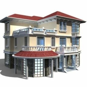 Tre-etasjes Home Design 3d-modell