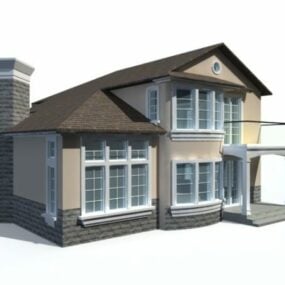 3D-Modell eines Hauses im Ranch-Stil