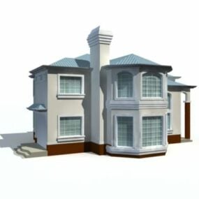 3д модель современного двухэтажного дома