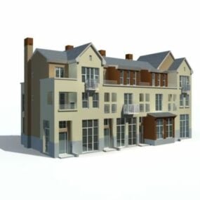 Tre-etagers villabygning 3d-model