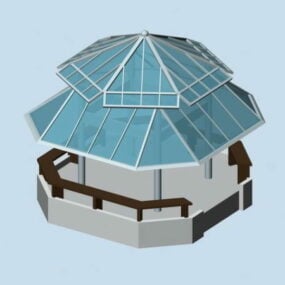 Modelo 3d do Gazebo de telhado de vidro
