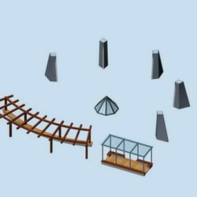 Outdoor Pergola Shade Landscape Structure 3d model