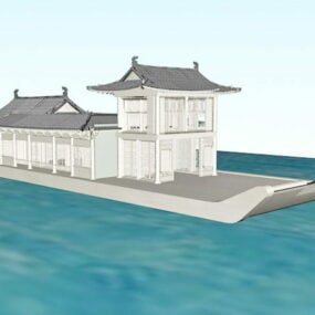 نموذج القارب الرخامي الصيني ثلاثي الأبعاد