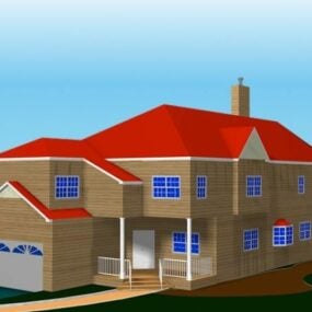Big House With Garage 3d model