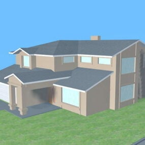 House Building With Garage 3d model