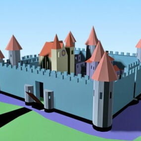 Kartun Medieval Castle Membina model 3d