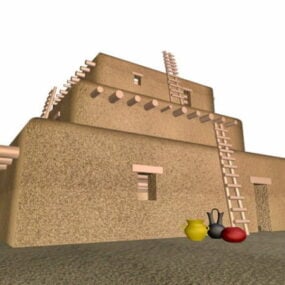 Maison de construction indienne Pueblo modèle 3D