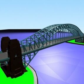 3д модель арочного мостового здания