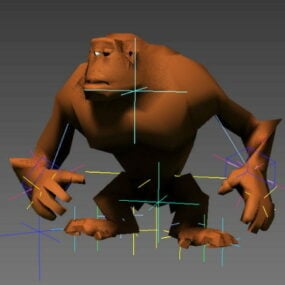 Modelo 3d animado de plataforma de orangután