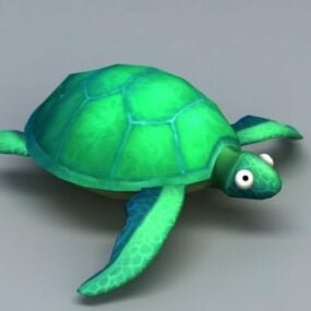 緑の亀の漫画 3D モデル