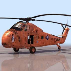 Sikorsky H-34 Military Helicopter 3d model