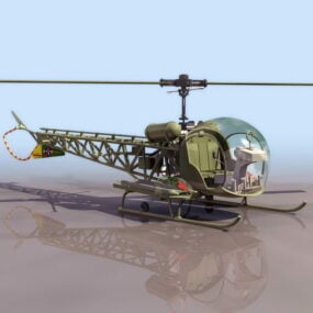 Helikopter Observasi Bell H-13 Sioux model 3d