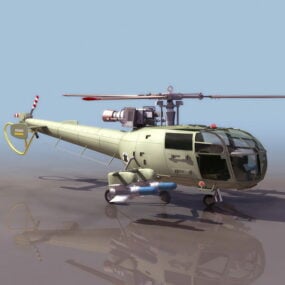 Model 3d Helikopter Alouette III Angkatan Laut Perancis