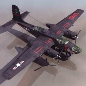 هواپیمای بمب افکن مهاجم داگلاس A-26 مدل سه بعدی