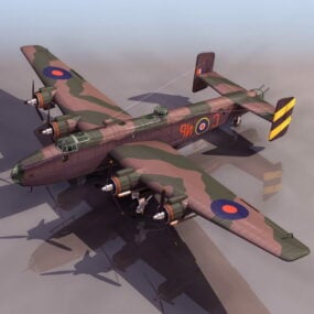 3д модель тяжелого бомбардировщика Галифакс