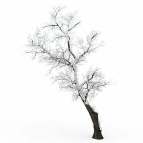Lutande träd i snö 3d-modell