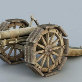 Modello 3d del vecchio cannone d'artiglieria