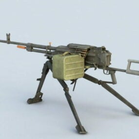 Lett maskingevær med magasin 3d-modell