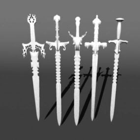 3д модель зазубренных длинных мечей