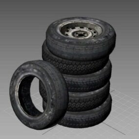 타이어 쌓인 자동차 부품 3d 모델